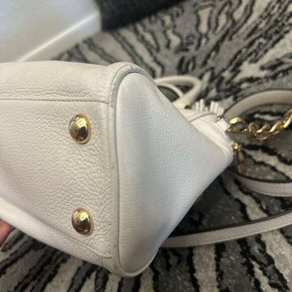 Michael Kors Satchel Crossbody Bag Knox Tassel white Pebbled Purse Handbag - Picture 7 of 9